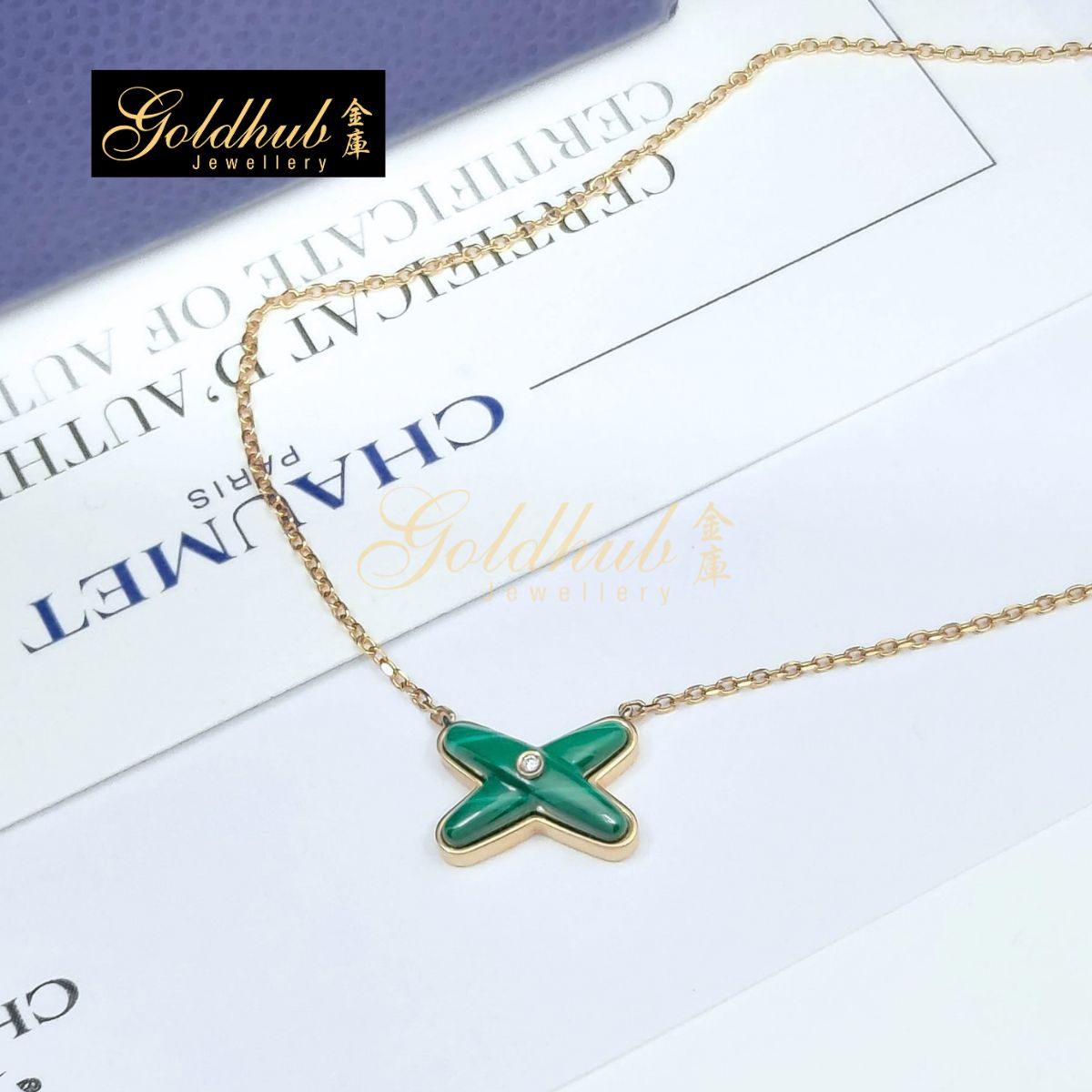 Chaumet Jeux de Liens Pendant, Malachite, Diamond in Rose Gold