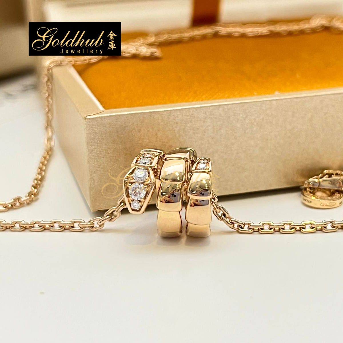[Reserved] Bulgari Serpenti Viper Necklace, Pave Diamonds on the head and tail in Rose Gold