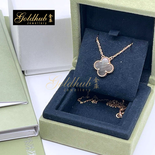 Van Cleef & Arpels Vintage Alhambra Pendant, Grey Mother-Of-Pearl in Rose Gold