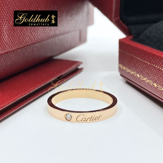 Cartier C de Cartier Wedding Band, 3 mm Width, 1 Diamond in Rose Gold, Size 60