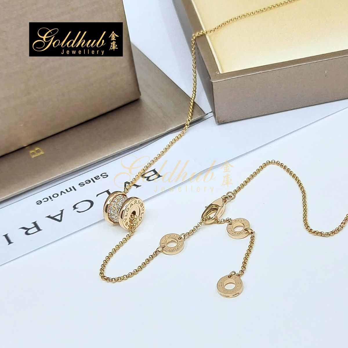 Bulgari B.zero1 Mini Pendant Necklace, Paved Diamonds in Rose Gold