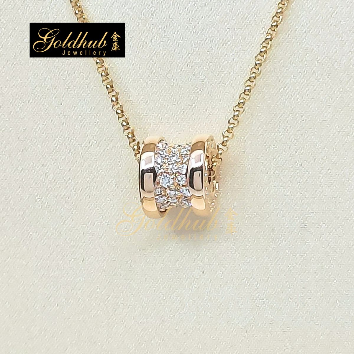 Bulgari B.zero1 Mini Pendant Necklace, Paved Diamonds in Rose Gold