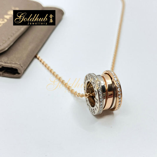 [Reserved] Bulgari B.zero1 Necklace with Pave Diamonds in Rose and White Gold