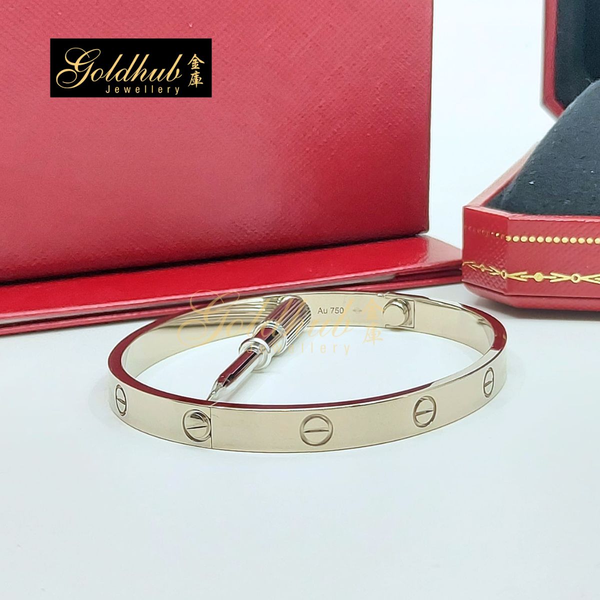 Cartier Love Bracelet, Classic Model in White Gold, Size 19