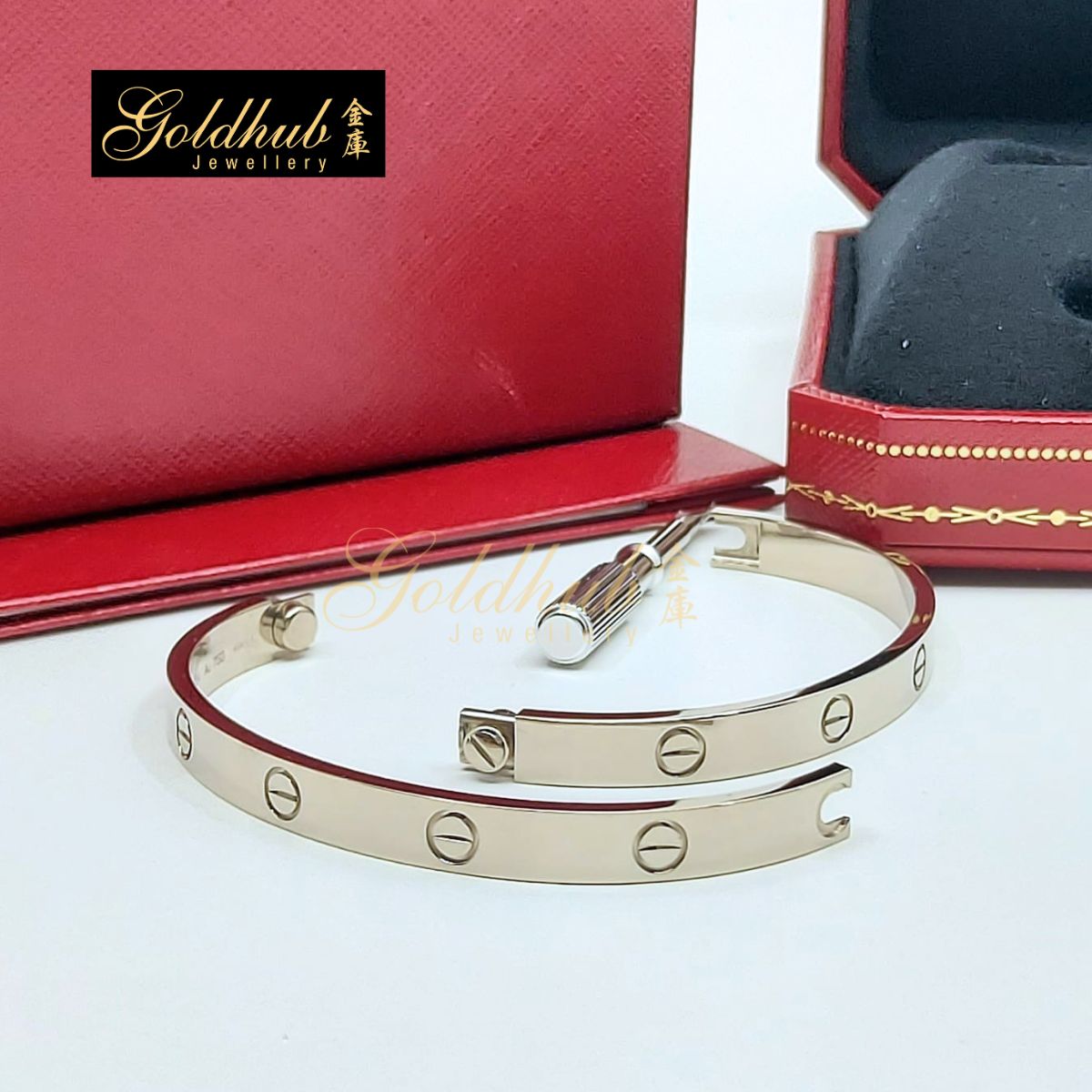 Cartier Love Bracelet, Classic Model in White Gold, Size 19