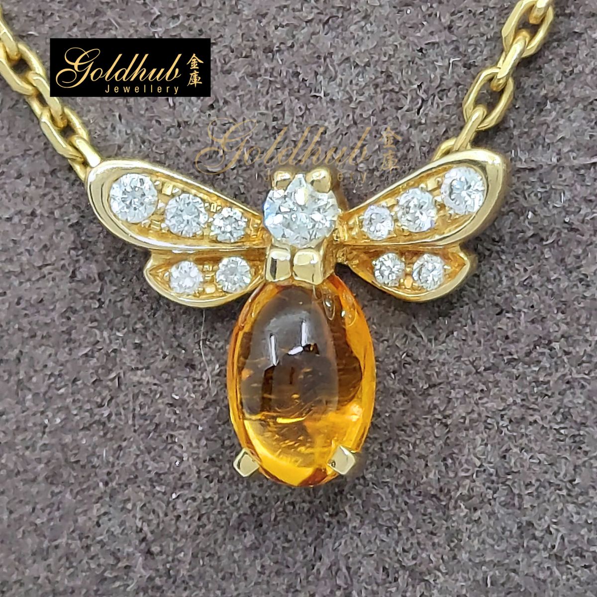 Chaumet Attrape Moi Si Tu M'Aimes Bee Necklace, Citrine Diamonds in Yellow Gold