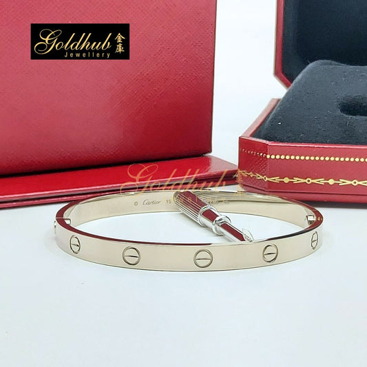[Reserved] Cartier Love Bracelet, Classic Model in White Gold, Size 19