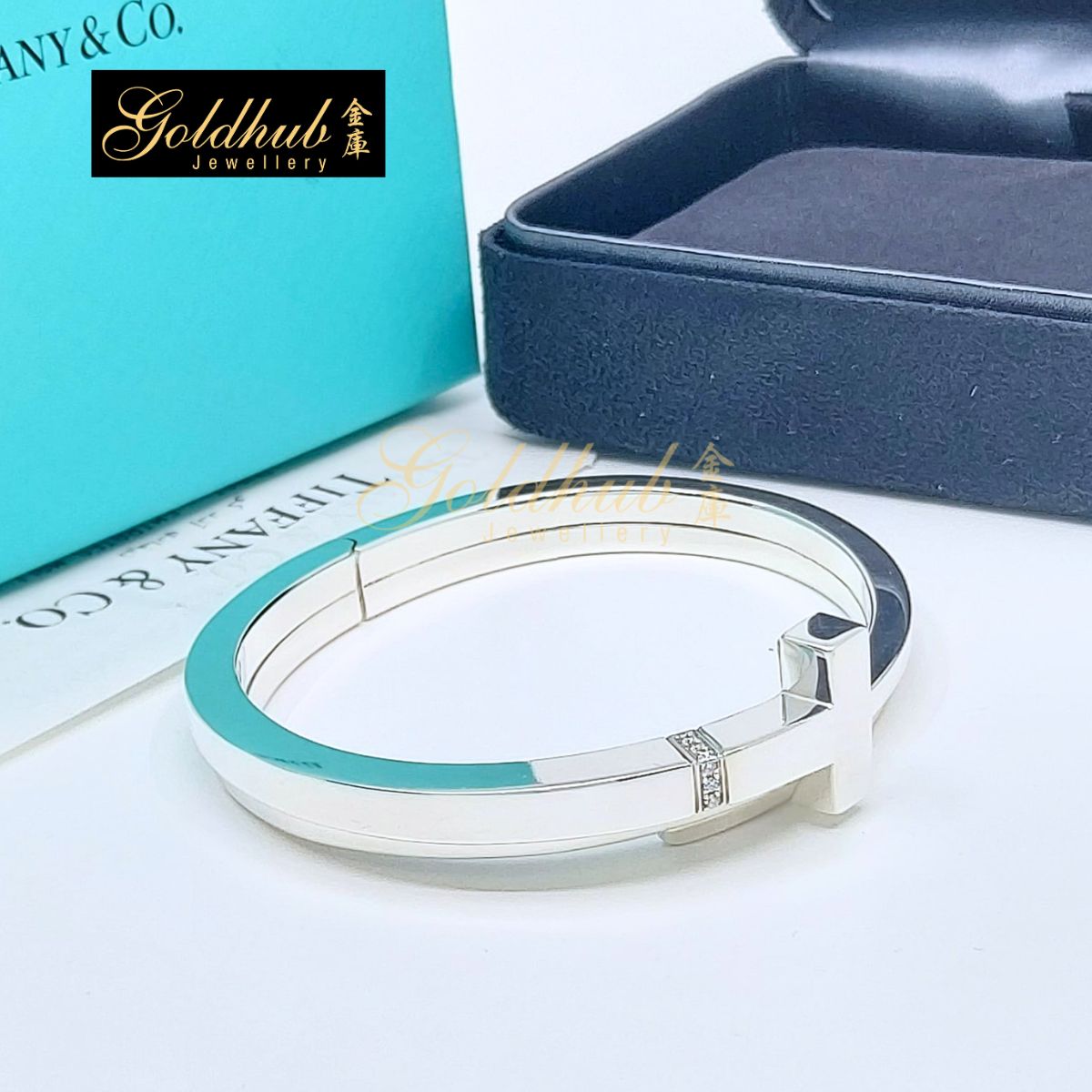 Tiffany T Diamond Square Wrap Bracelet in Silver, Size Medium