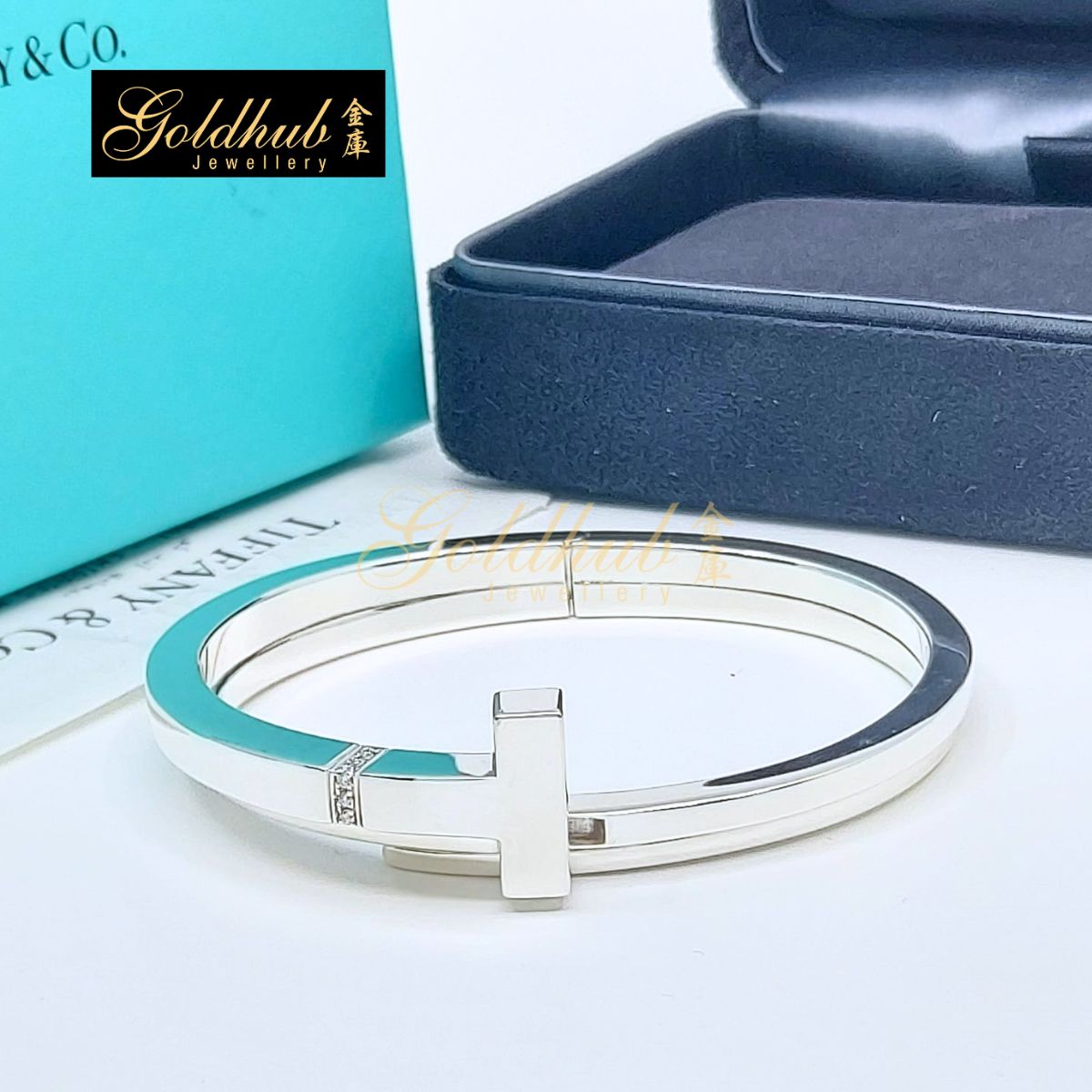 Tiffany T Diamond Square Wrap Bracelet in Silver, Size Medium