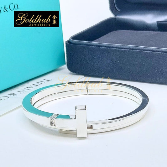[Reserved] Tiffany T Diamond Square Wrap Bracelet in Silver, Size Medium