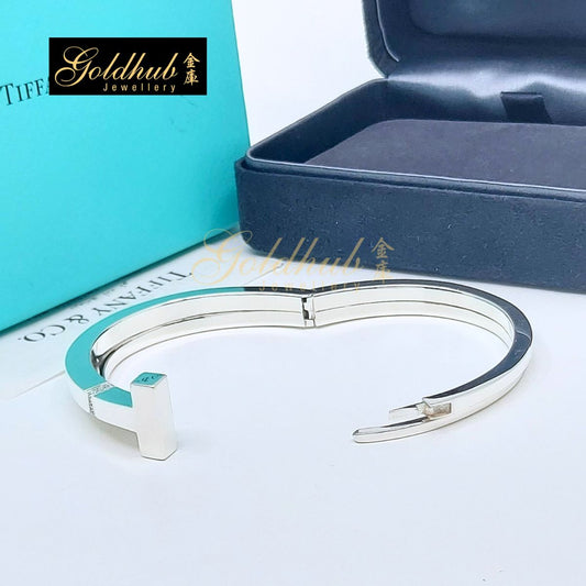 [Reserved] Tiffany T Diamond Square Wrap Bracelet in Silver, Size Medium