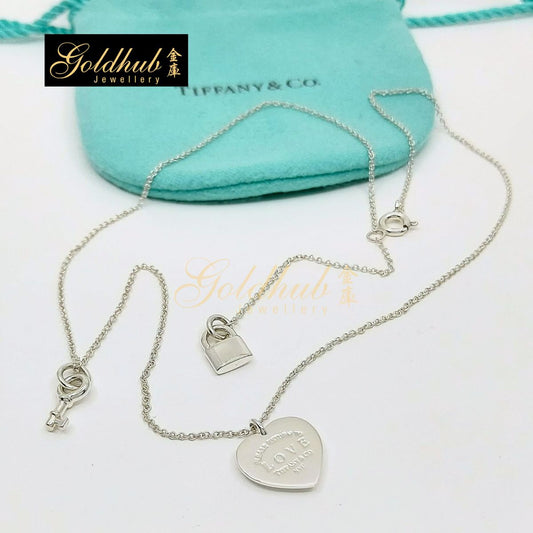 Tiffany & Co. Return to Tiffany Heart Tag & Key Necklace in Silver