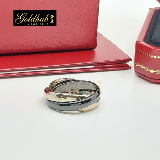 Cartier Trinity Ring, Classic Model, Ceramic in White Gold, Size 55