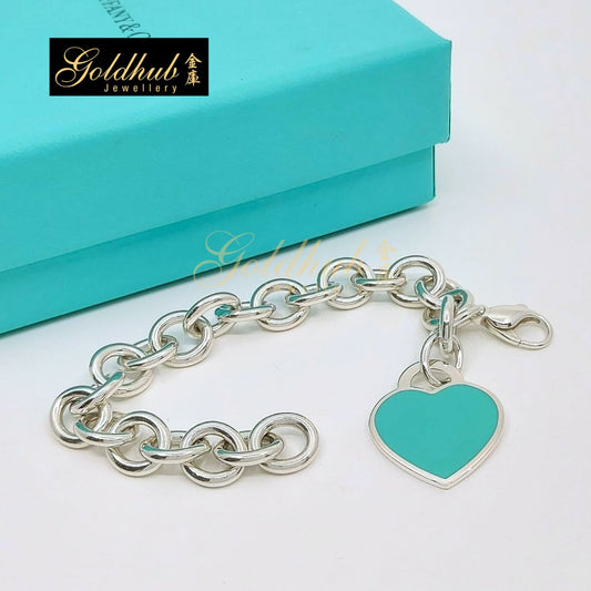 Tiffany & Co. Return to Tiffany Bracelet Turquoise Heart Tag in Silver, 14.5cm