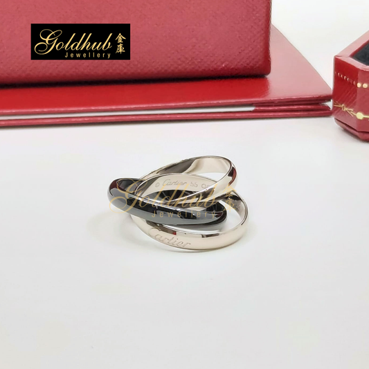 Cartier Trinity Ring, Classic Model, Ceramic in White Gold, Size 55
