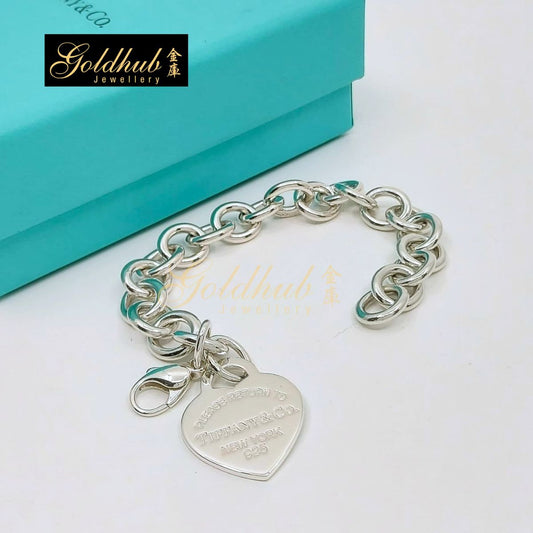 Tiffany & Co. Return to Tiffany Bracelet Turquoise Heart Tag in Silver, 14.5cm