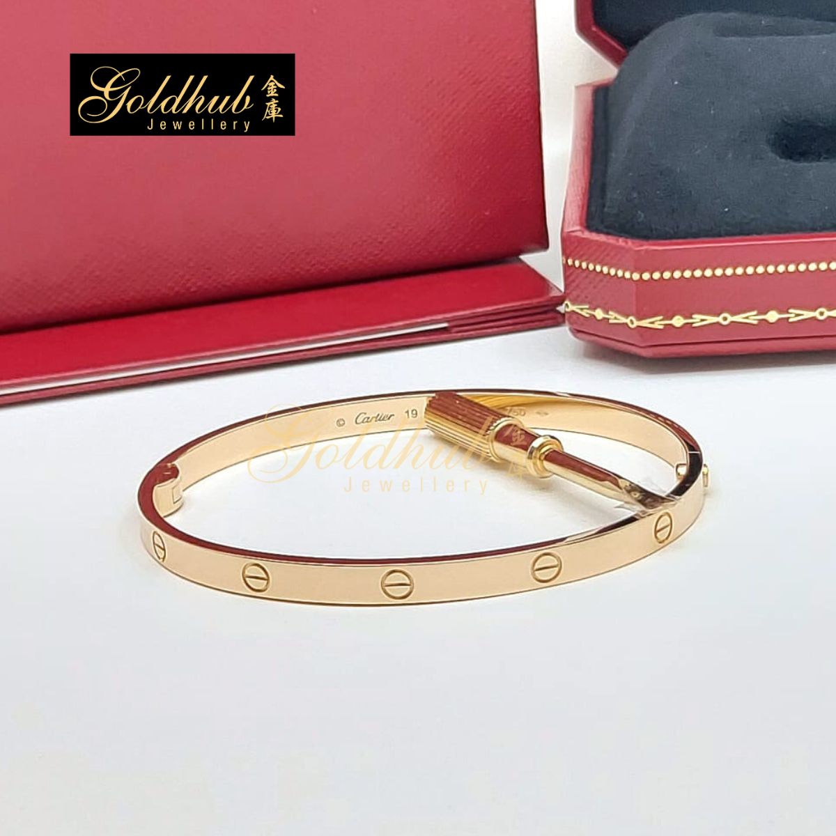 Cartier Love Bracelet, Medium Model in Rose Gold, Size 19