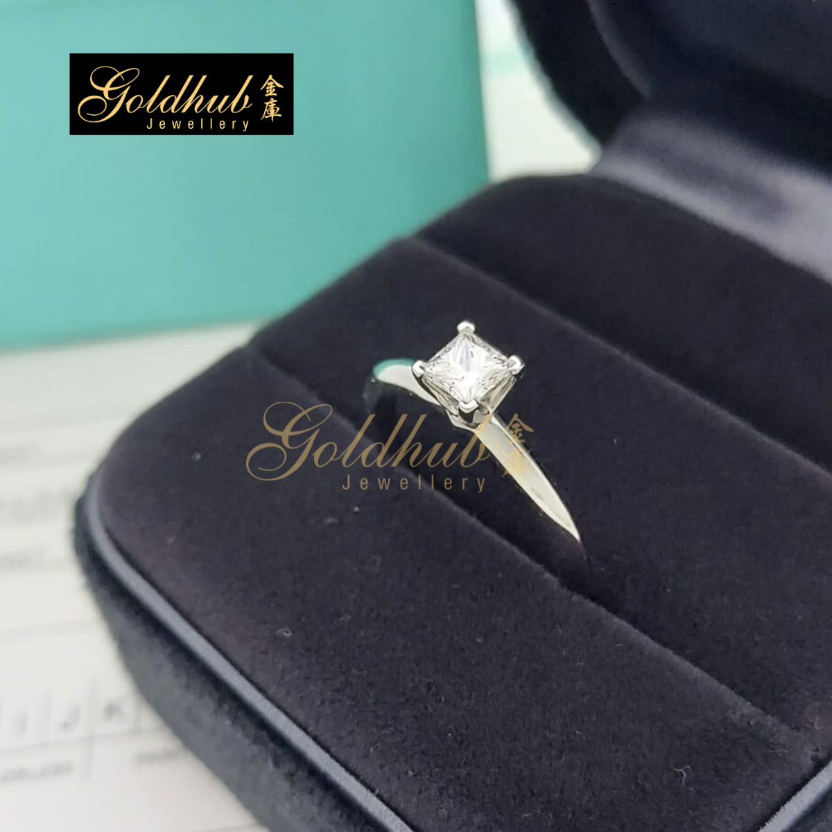 Tiffany & Co Square Modified 0.35ct Diamond Ring in Platinum