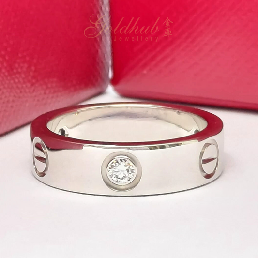 18k Pre-loved Cartier Love Ring 3 Diamonds in White Gold