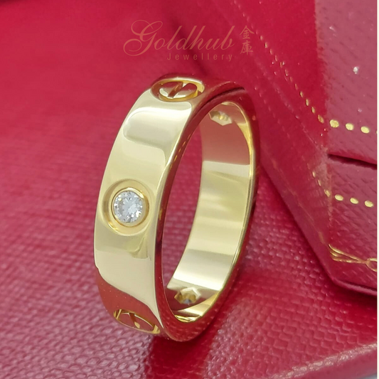 18k Pre-loved Cartier Love Ring 3 Diamonds in Yellow Gold
