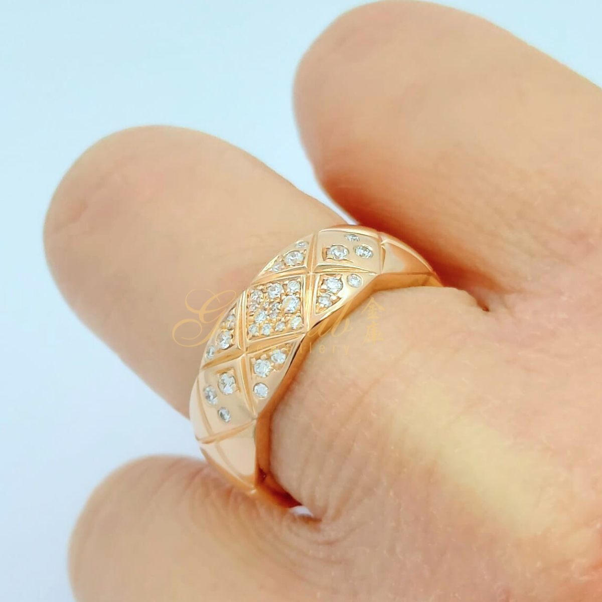Chanel Coco Crush Quilted Motif Diamond (Small Version) Ring in Rose Gold, Size 54