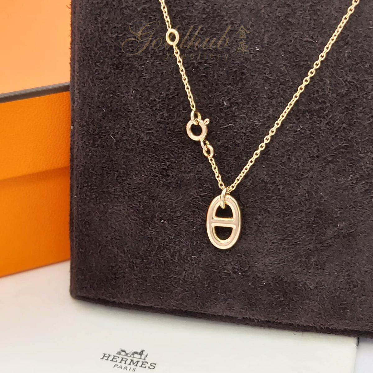 Hermes Farandole Pendant (Small Model) Necklace in Rose Gold