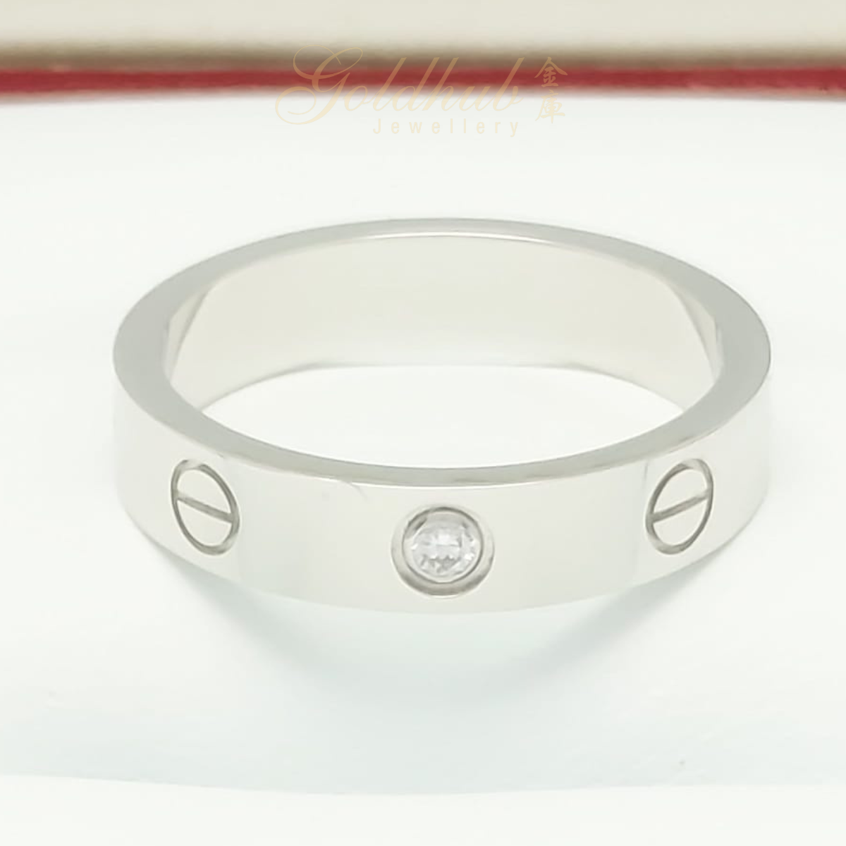 Cartier Love Wedding Band, 1 Diamond Ring in White Gold, Size 52