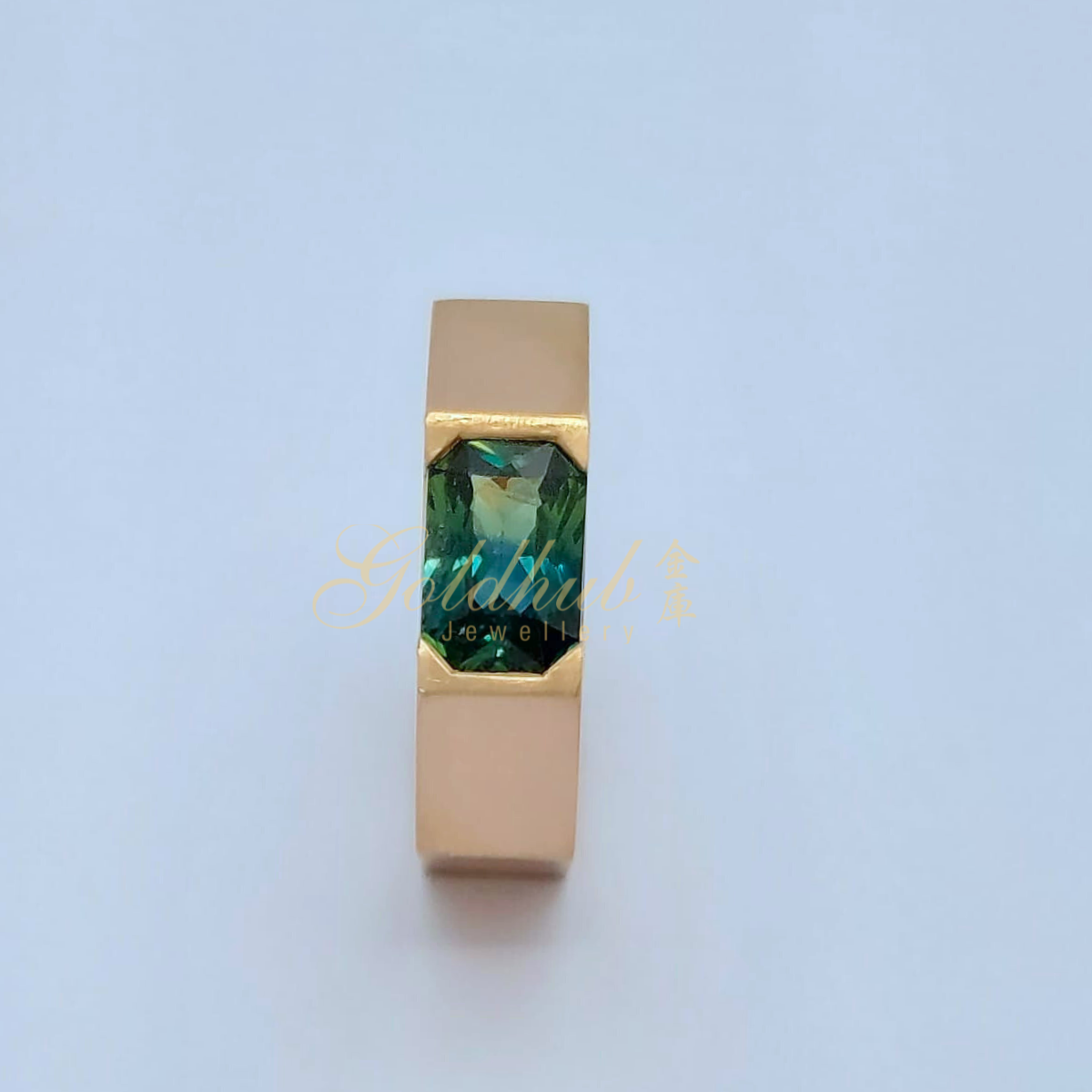 2.65ct Blue Yellowish Green Sapphire Ring in Rose Gold