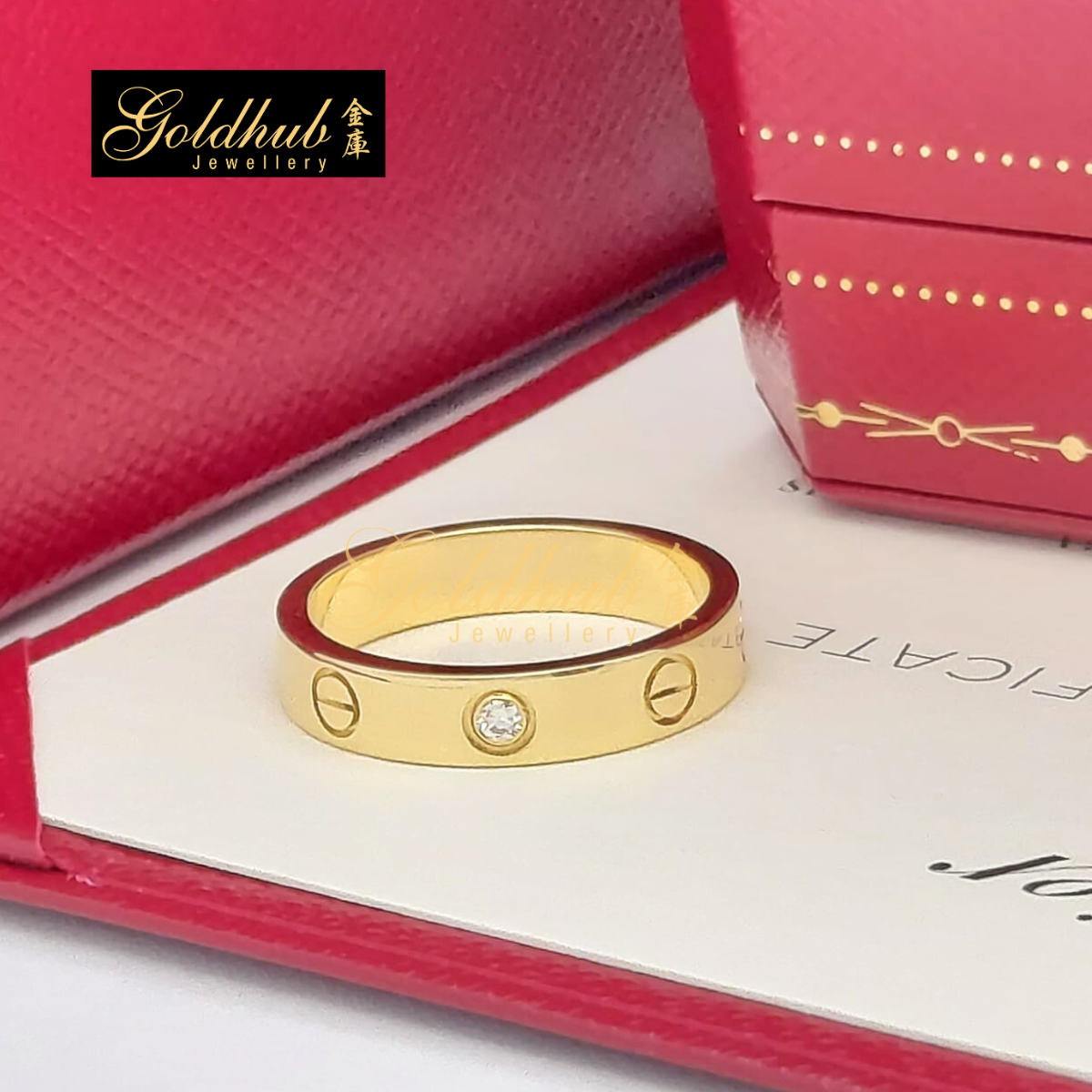 Cartier Wedding Love Band with 1 Diamond Ring in Yellow Gold, Size 51