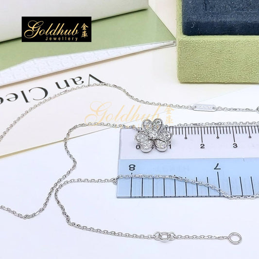 Van Cleef & Arpels Frivole Pendant, Mini Model, Pave Diamonds in White Gold