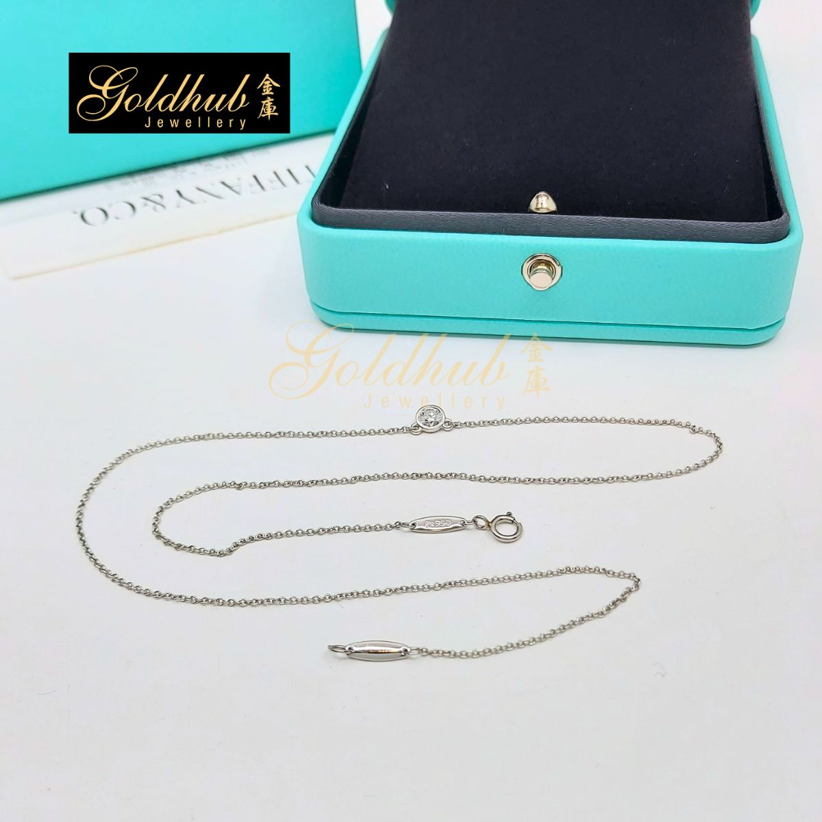 Tiffany & Co Elsa Peretti Diamonds by the Yard, Single Diamond Pendant 0.17ct in Platinum