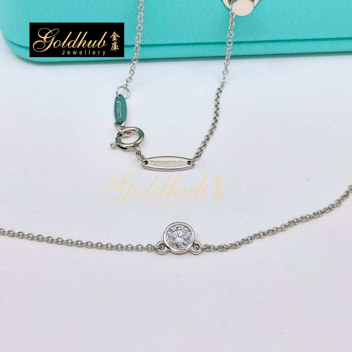 Tiffany & Co Elsa Peretti Diamonds by the Yard, Single Diamond Pendant 0.17ct in Platinum