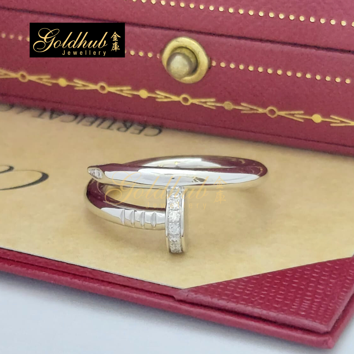 Cartier Juste Un Clou Diamond Ring in White Gold, Size 55