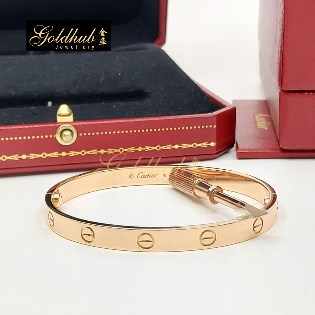 Cartier Love Bracelet, Classic Model in Rose Gold, Size 18