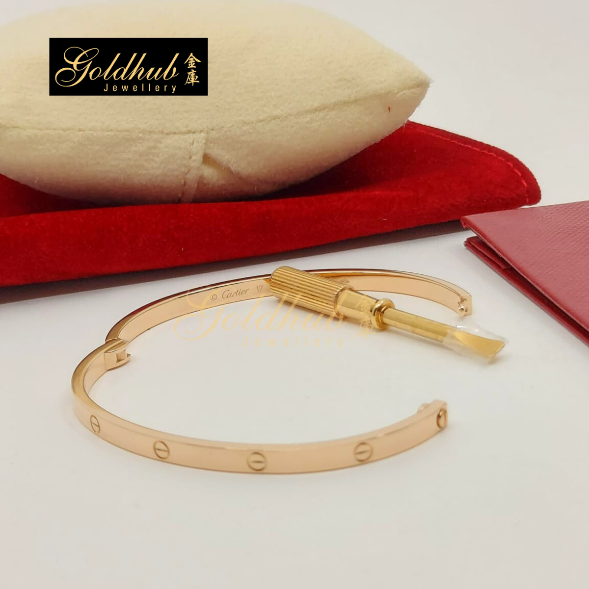 Cartier Love Bracelet, Small Model in Rose Gold, Size 17