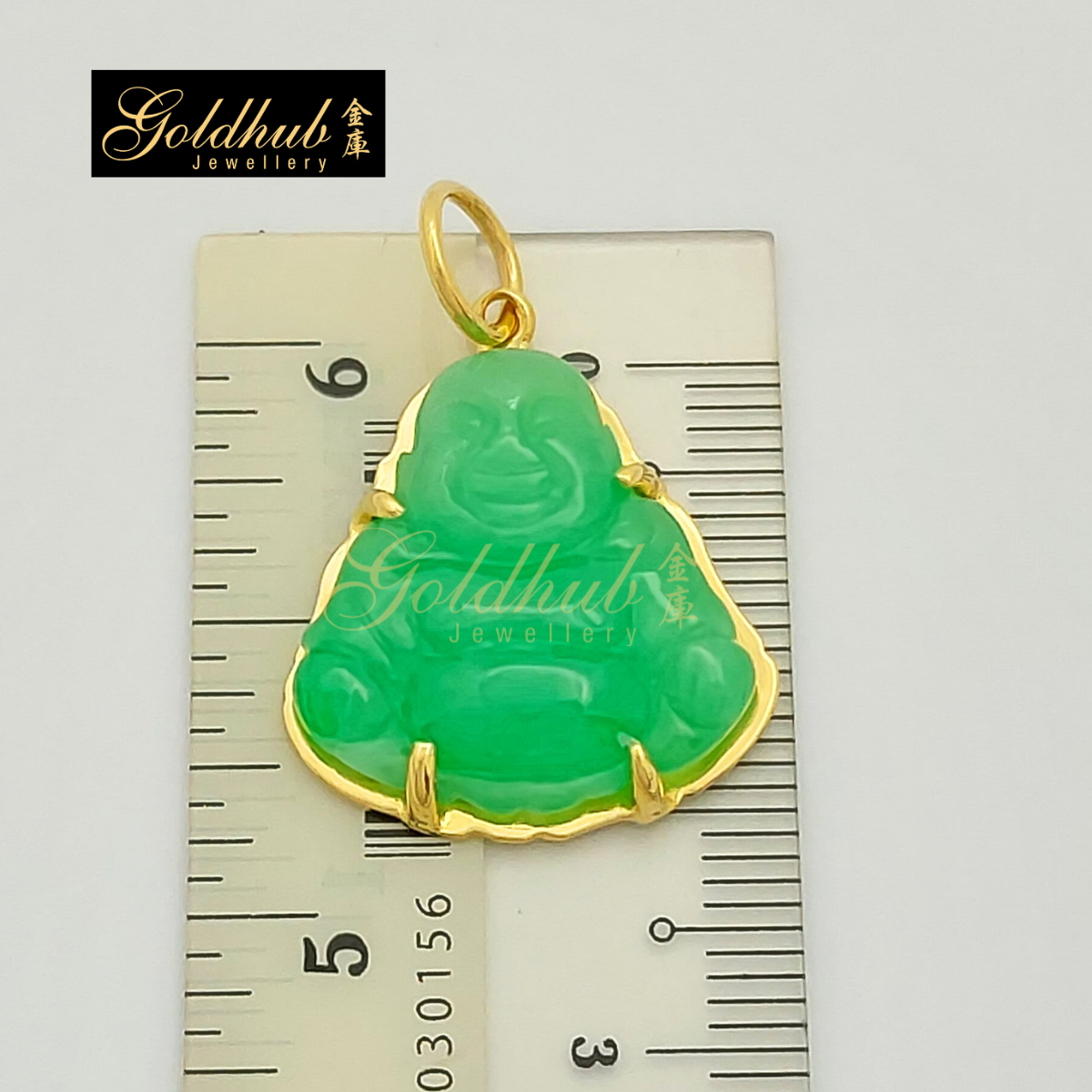 Jade Buddha Pendant in 916 Yellow Gold