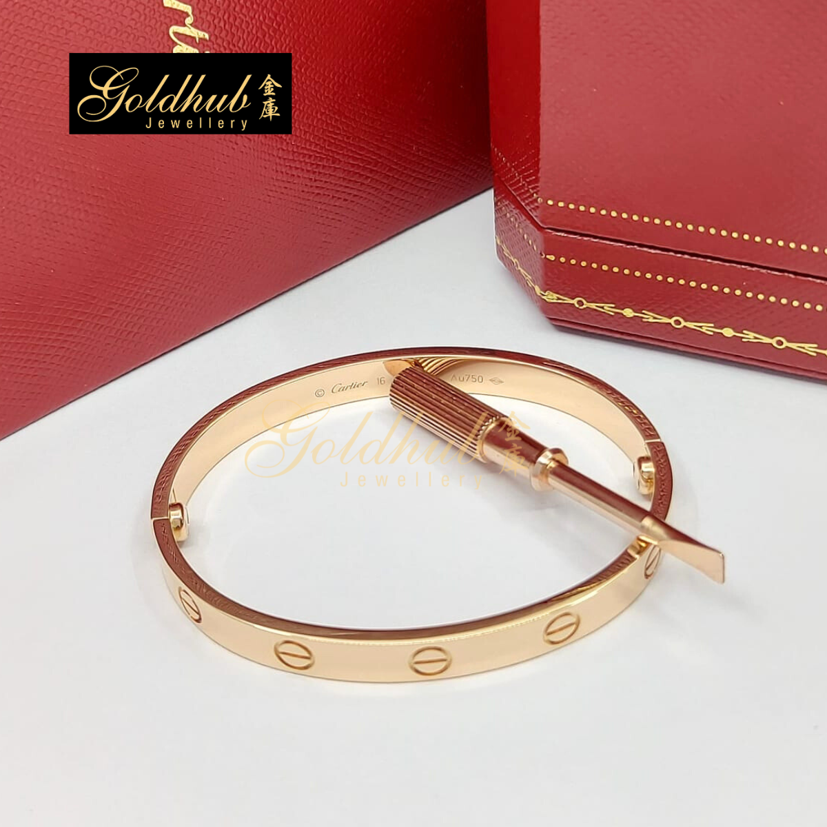 Cartier Love Bracelet (Classic Model) in Rose Gold, Size 16