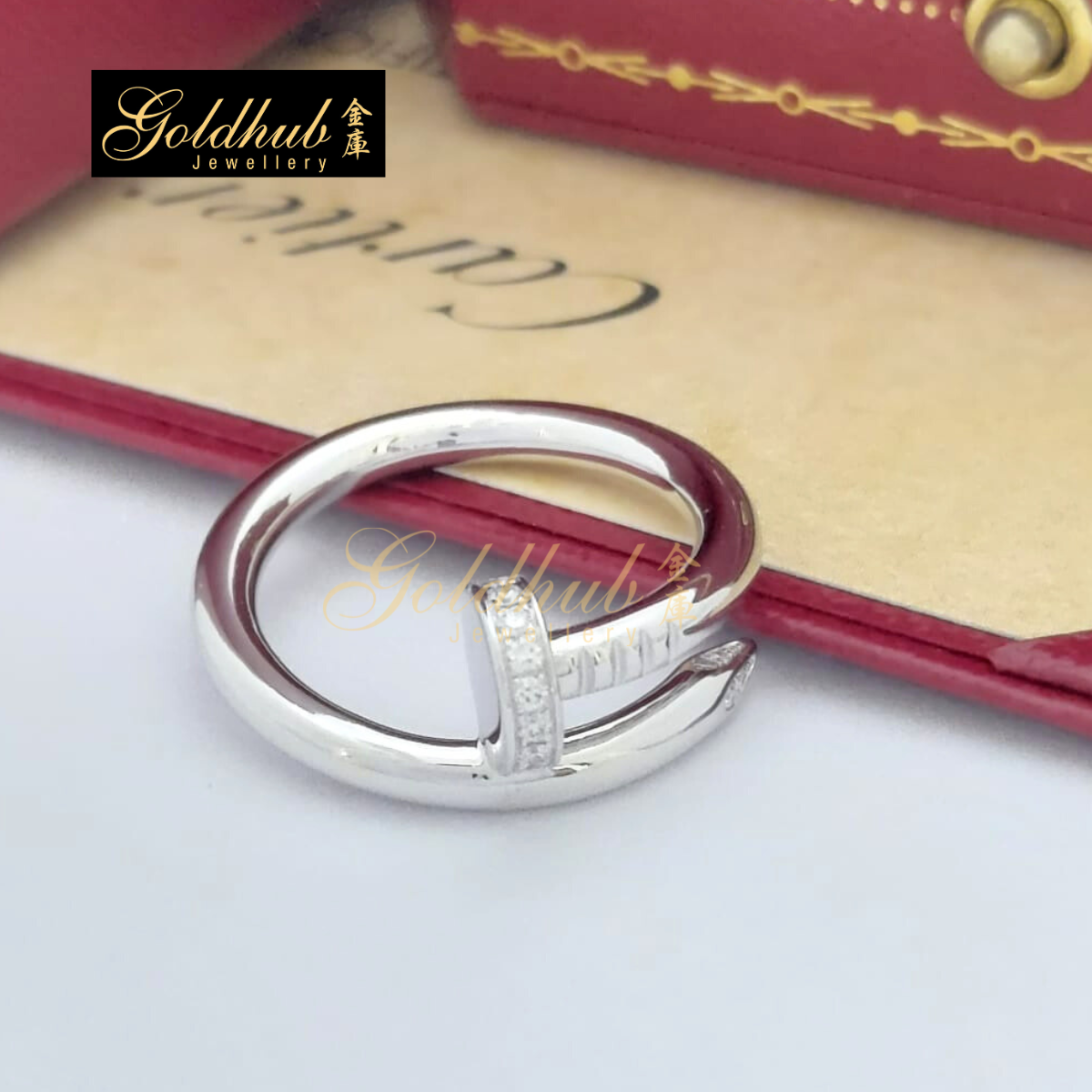 Cartier Juste Un Clou Diamond Ring in White Gold, Size 55