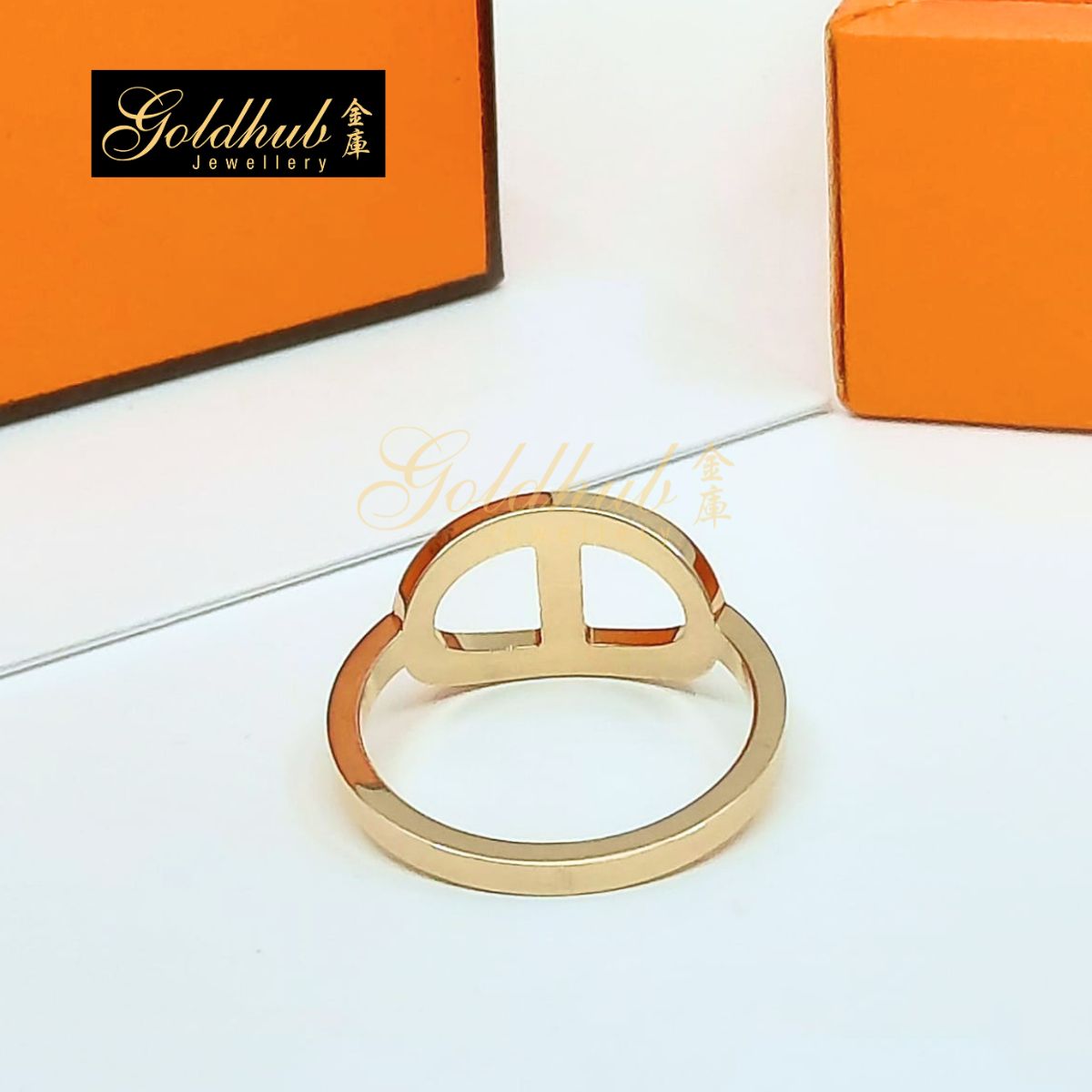 [Reserved] Hermes Chaîne d’Ancre Contour Ring, Medium Model, 33 Diamonds in Rose Gold, Size 54