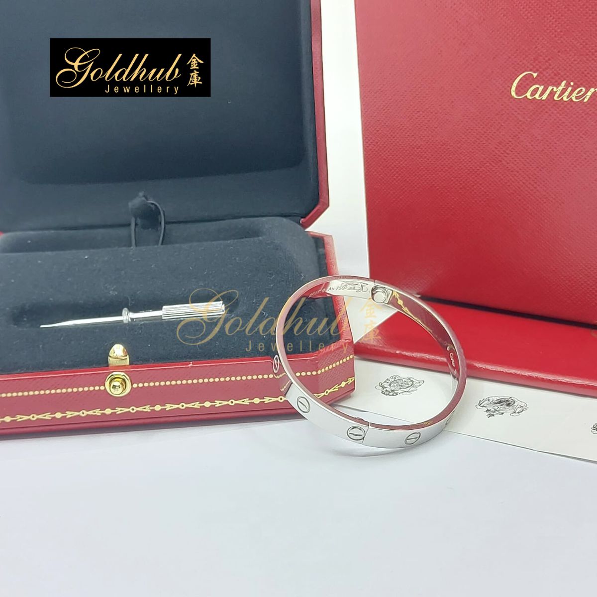 Cartier Love Bracelet, Classic Model in White Gold, Size 17