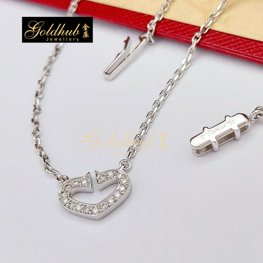 Cartier C Heart Diamond Necklace in White Gold; 32cm