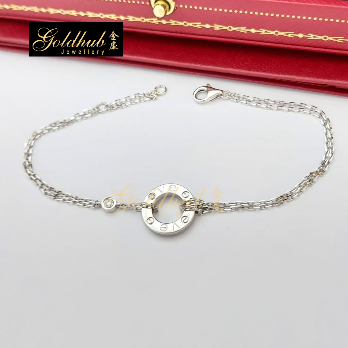 Cartier Love Bracelet, 2 diamonds in White Gold, 17cm