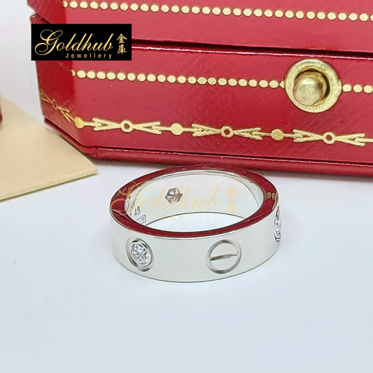 Cartier Love Ring, Classic Model, 3 Diamonds in White Gold, Size 48