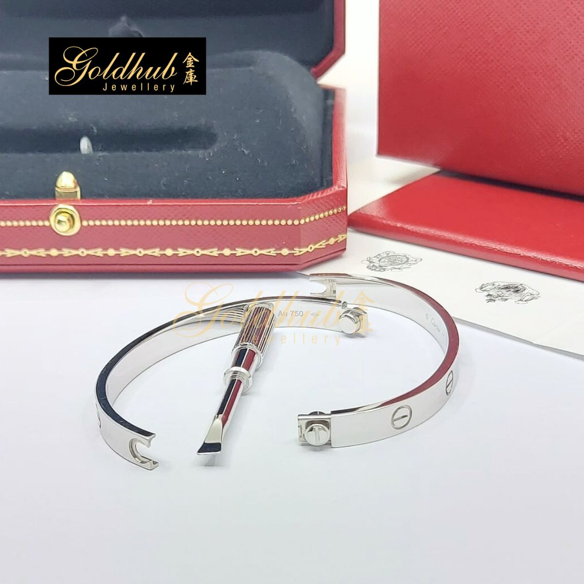 Cartier Love Bracelet, Classic Model in White Gold, Size 17