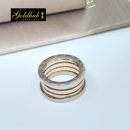 Bulgari B.zero1 3 Band Ring in White Gold and Rose Gold, Size 53