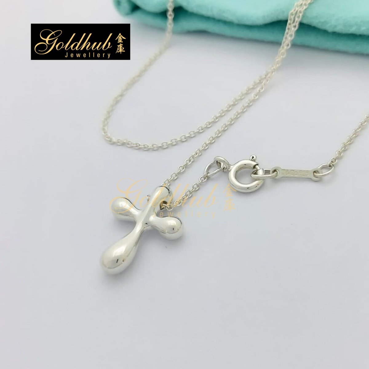 Tiffany & Co Elsa Peretti Cross Pendant Necklace in Sterling Silver, 41cm