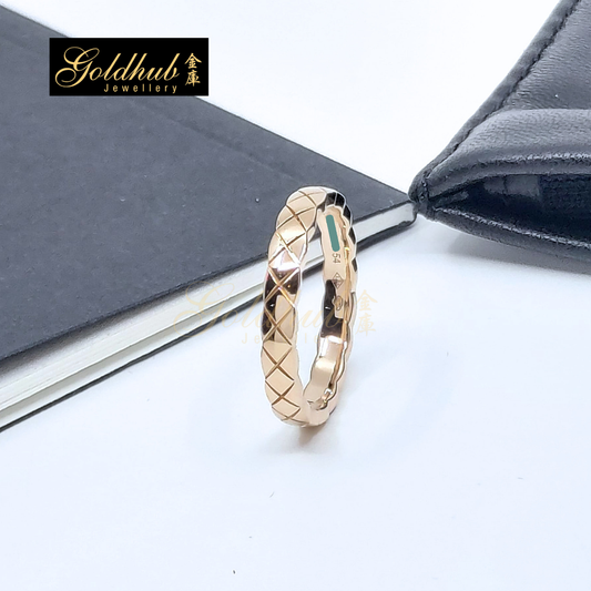 Chanel Coco Crush Ring, Quilted Motif, Mini Version in Rose Gold, Size 54