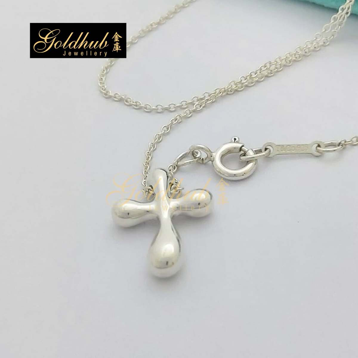 Tiffany & Co Elsa Peretti Cross Pendant Necklace in Sterling Silver, 41cm