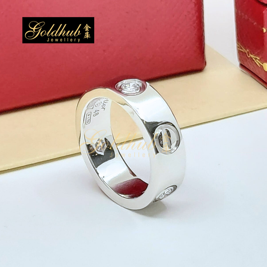 Cartier Love Ring, Classic Model, 3 Diamonds in White Gold, Size 48