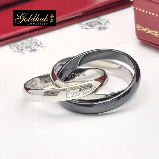Cartier Trinity Ring, Classic Model, Ceramic in White Gold, Size 58